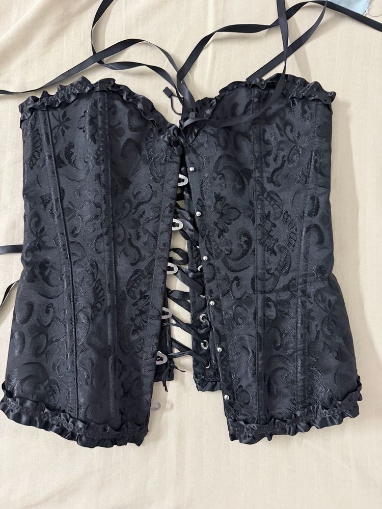 Black Brocade Corset Top