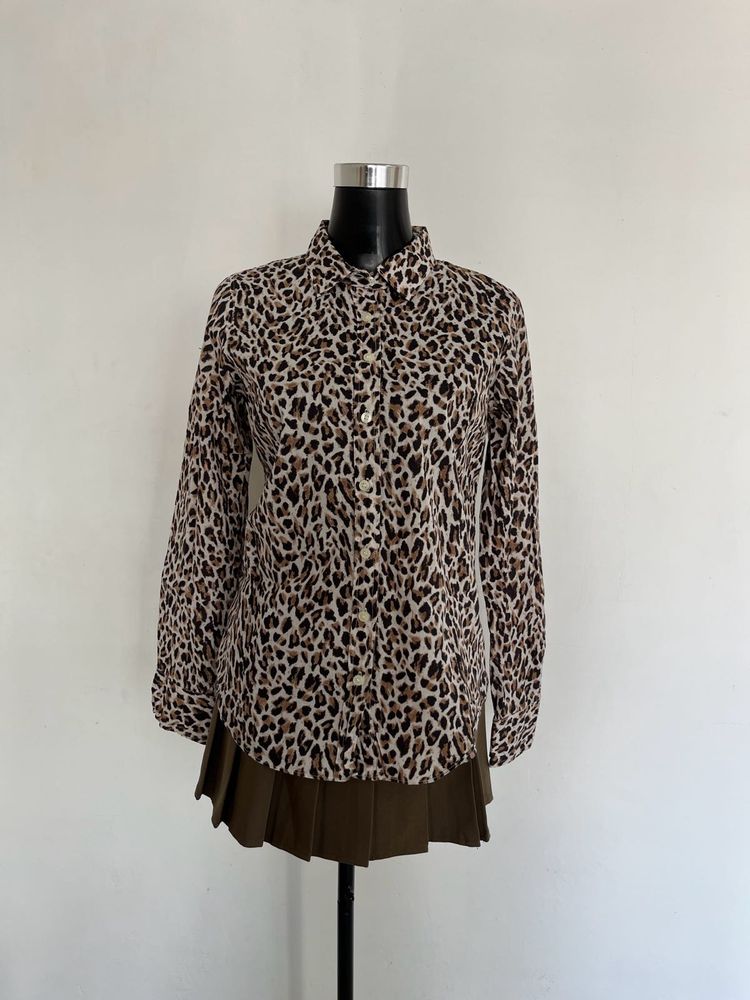 Leopard Print Button-Up Shirt