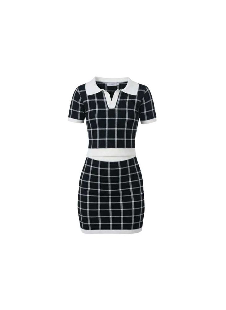 Checkered Knit Mini Dress