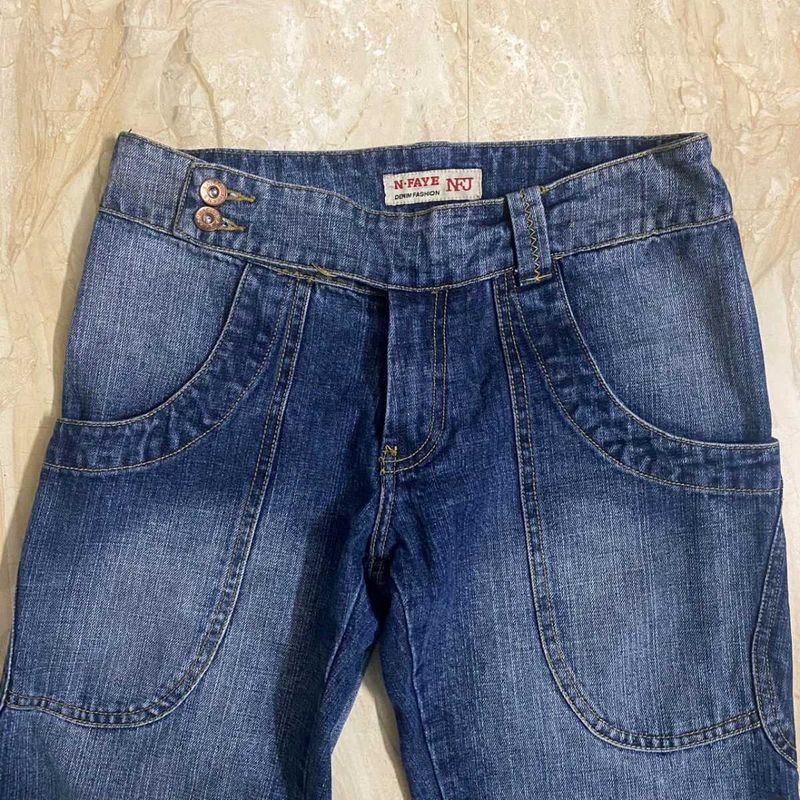 cowboy off centre buttoned y2k flared jeans