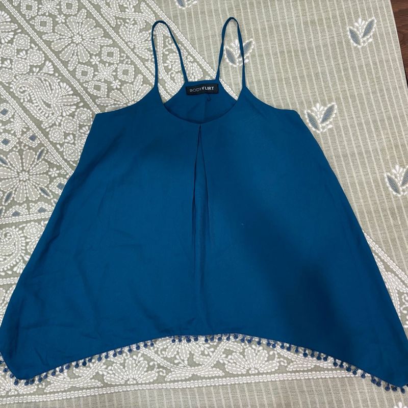 Blue Bodyflirt Tassel Hem Cami