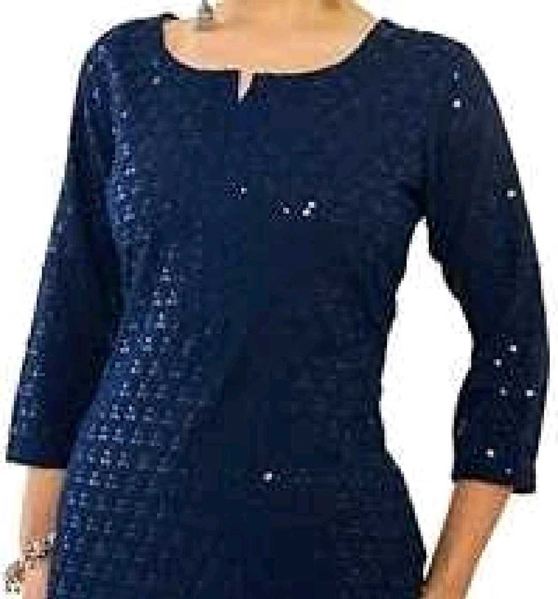 Stunning Navy Blue Sequined Kurta