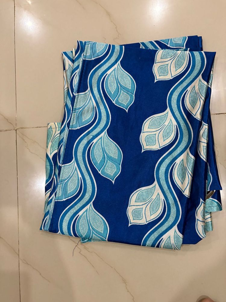 Blue Leaf Print Curtains
