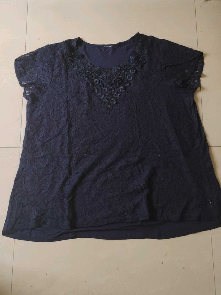 Elegant Navy Lace Top