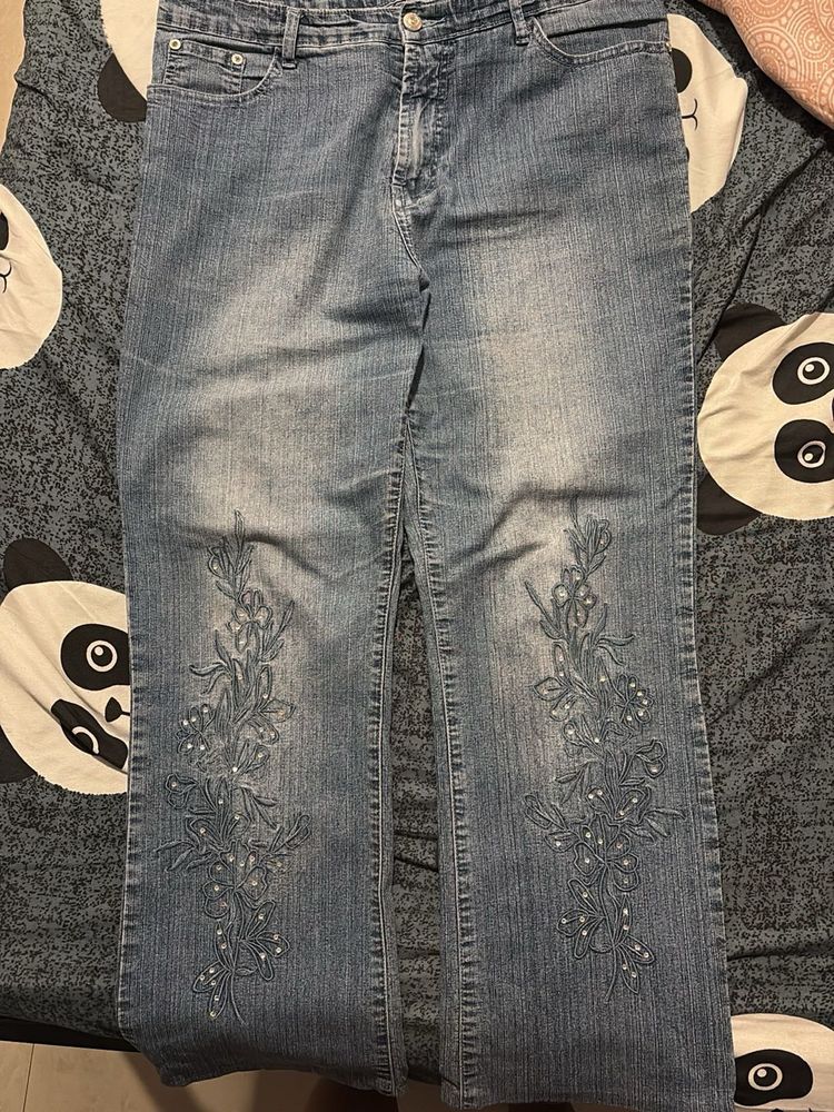 Embellished Blue Denim Jeans
