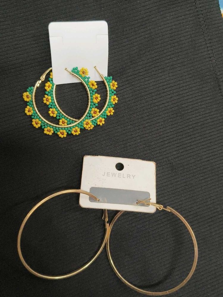 Boho Floral Hoop Earrings &amp; Classic Gold Hoops