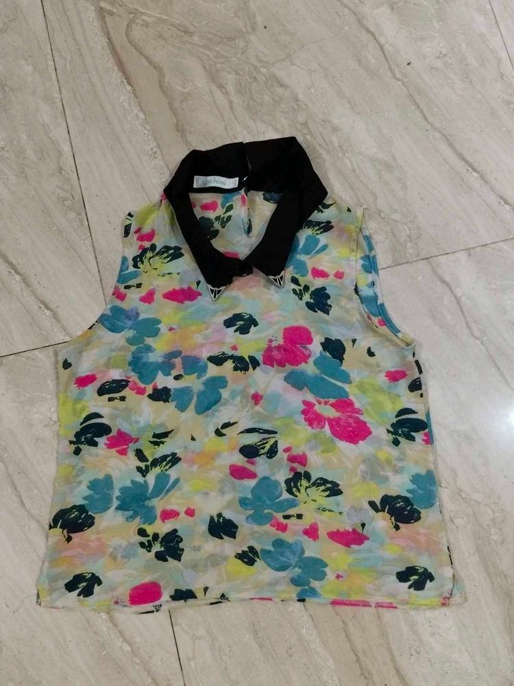 Floral Print Sleeveless Top