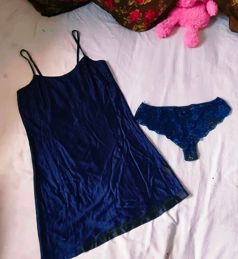 Navy Blue Nightyi &amp; Panty Set