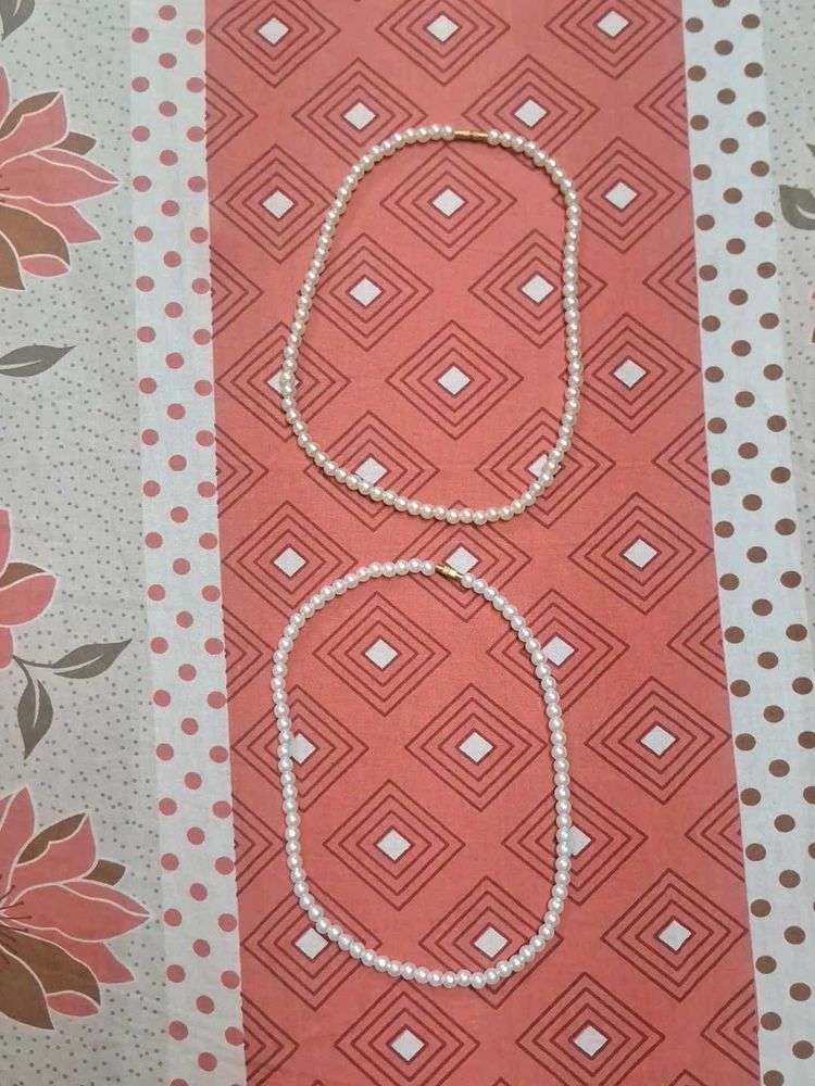 white Pearl Necklace 2 piece