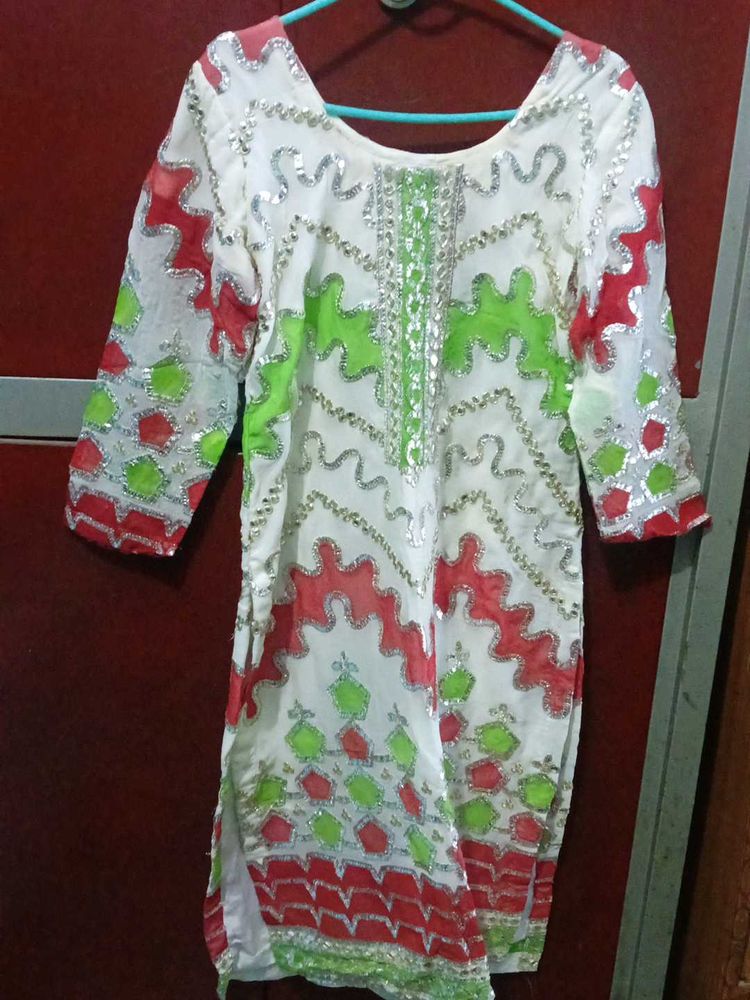 Embellished White Kurta