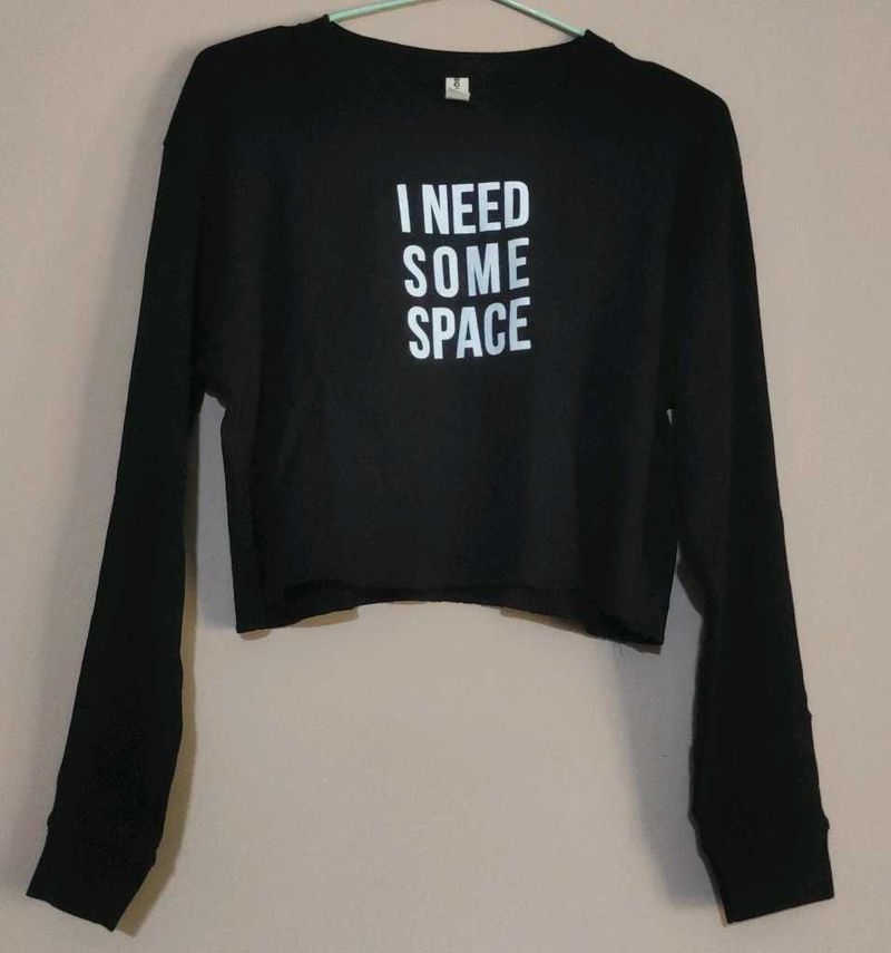 Black "I Need Some Space" Cropped Sweatshirt