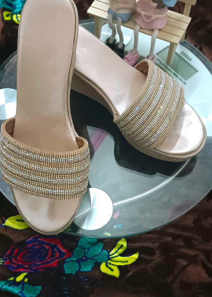 Sparkling Embellished Wedge Sandals