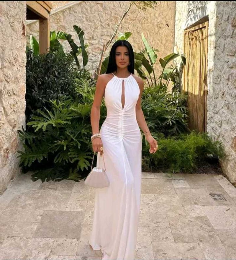 white bodycon maxi dress