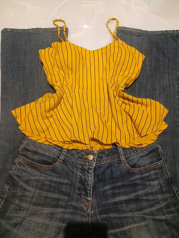 Yellow Striped Padded Camisole Top