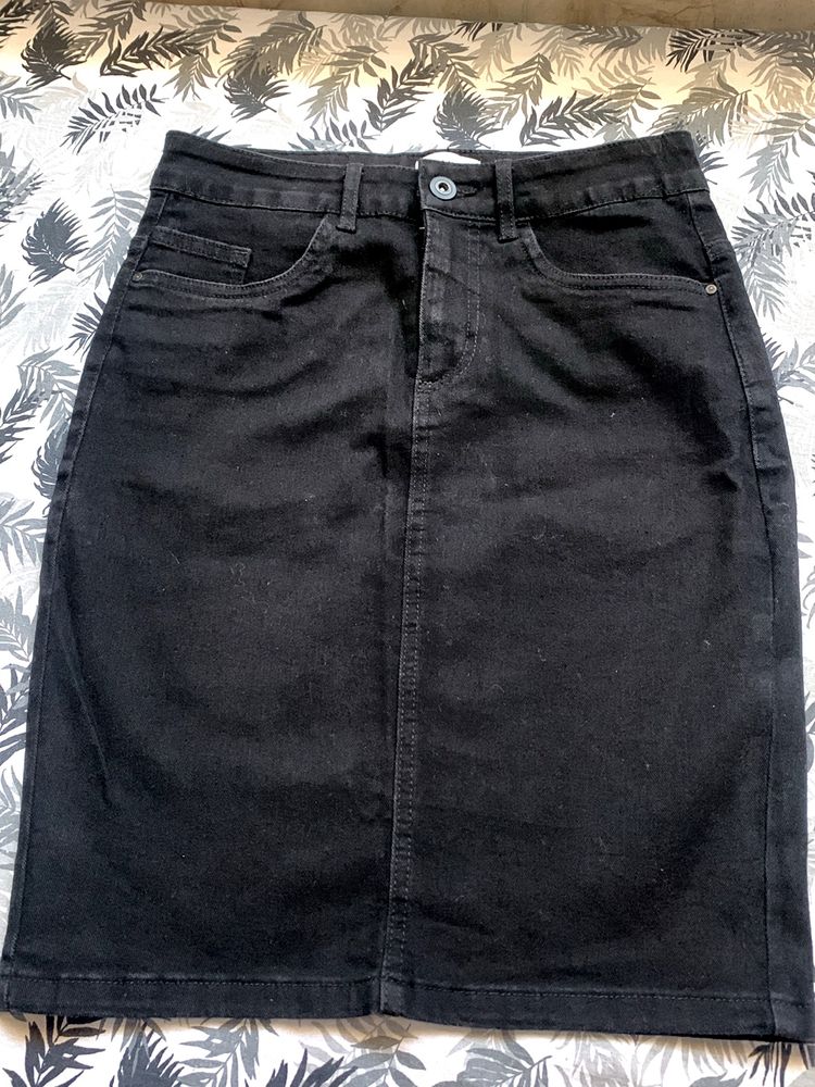 ONLY Women Black Denim Skirt