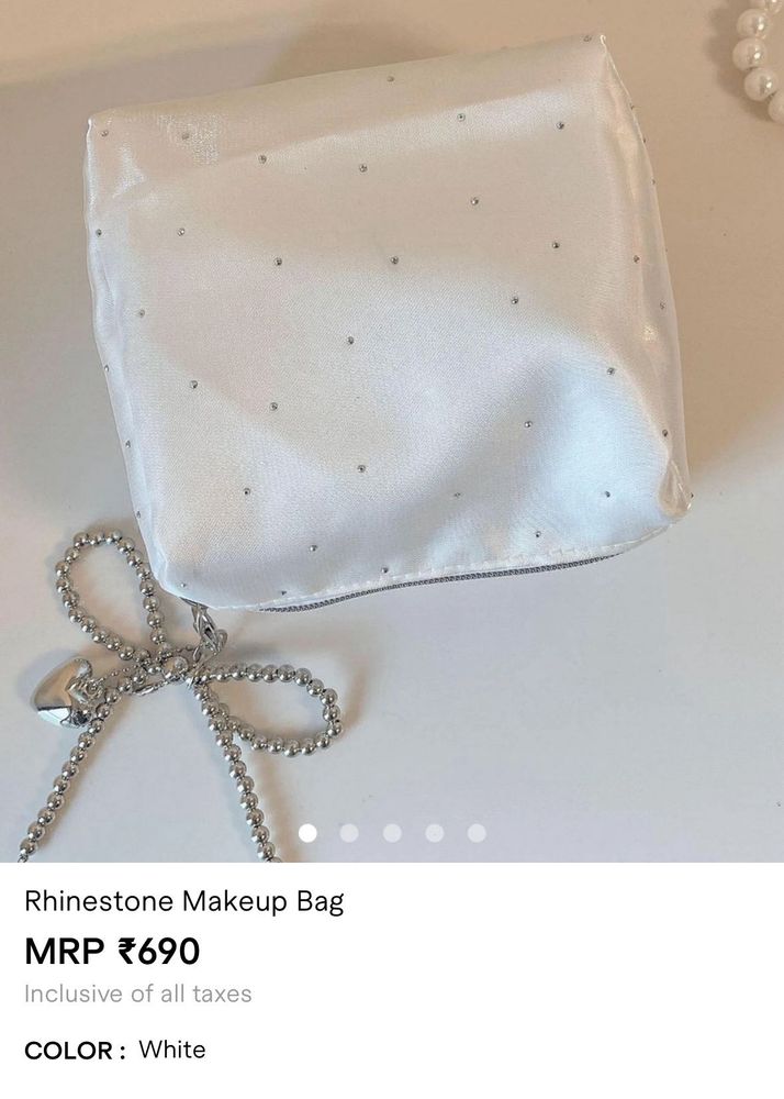 White savana Rhinestone Makeup Bag