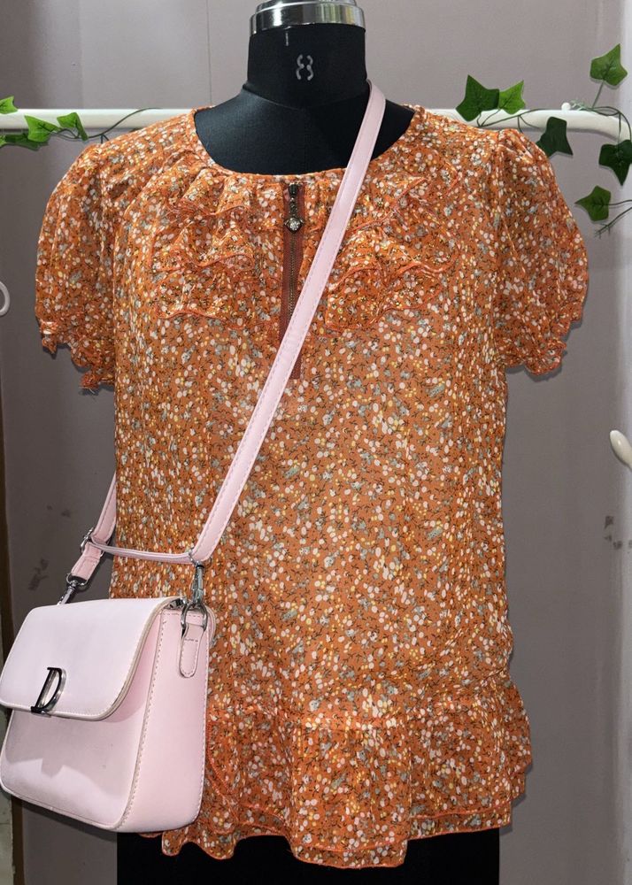 🍊 Floral Ruffle Top - Chic &amp; Flowy
