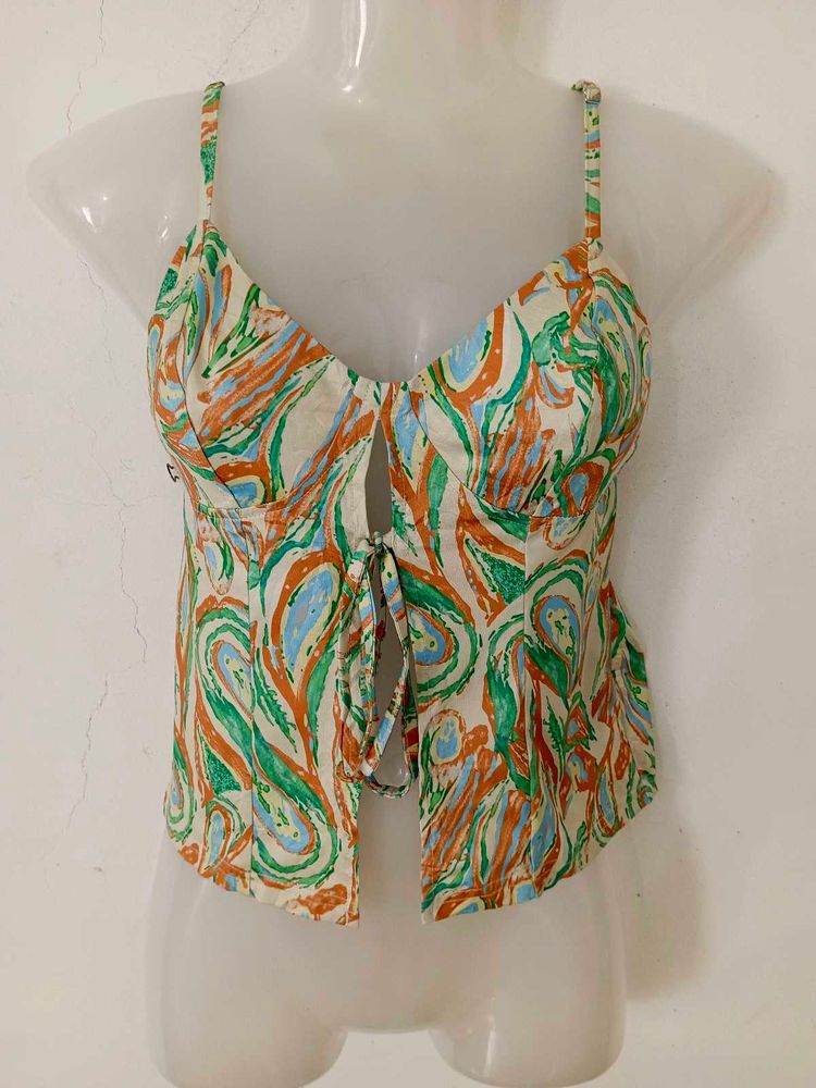 Boho Print Tie-Front Camisole Top