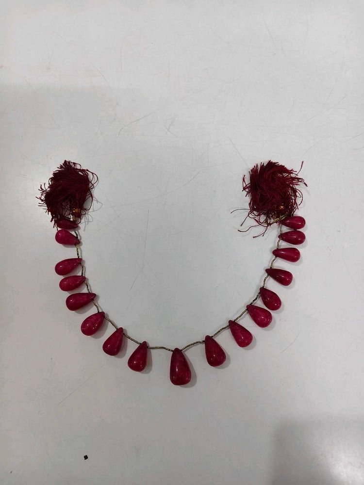 Red Beaded Necklace with Tassels