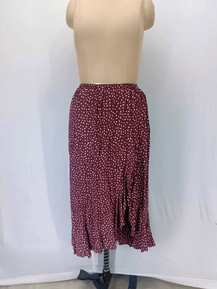 Maroon Polka Dot Midi Skirt