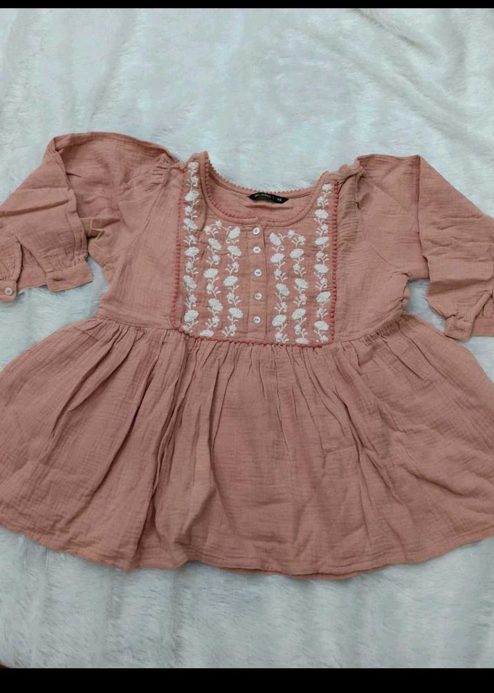 Peach Embroidered Top tunic