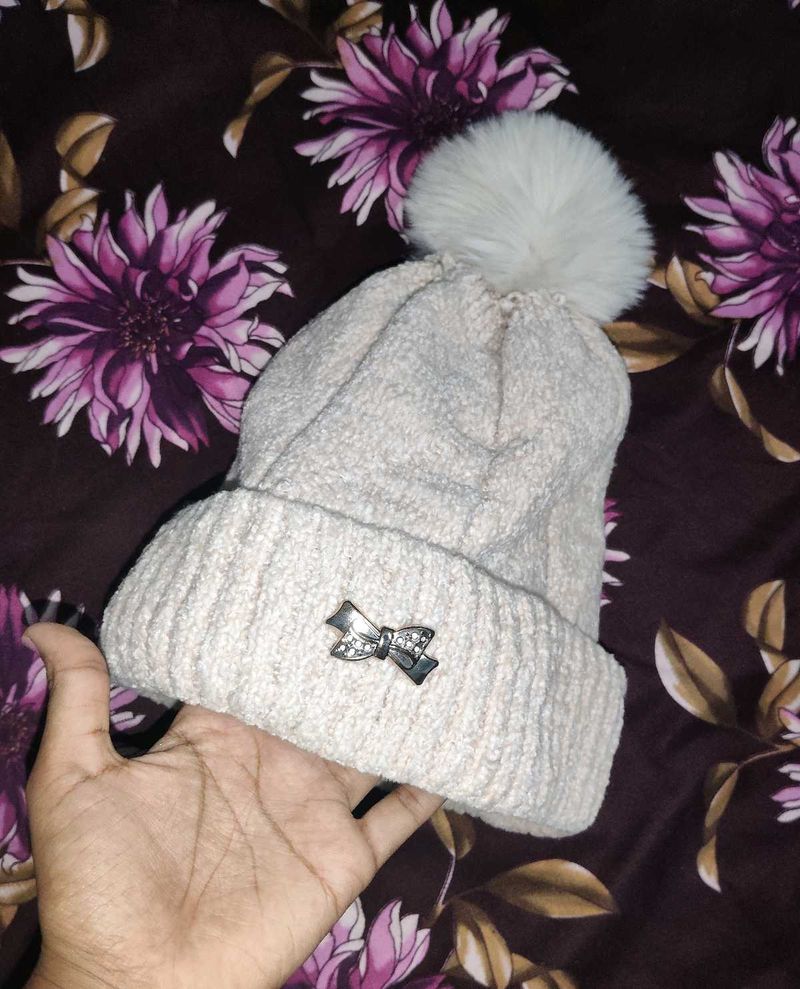 Cozy Beanie with Pom &amp; Bow Detail