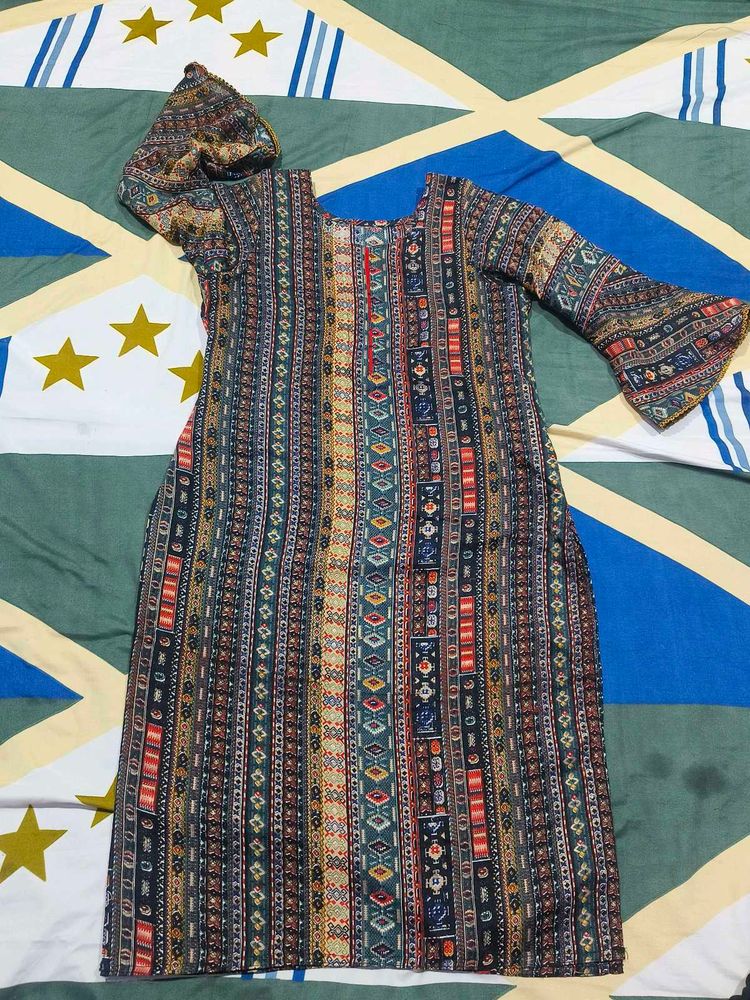 Boho Print Bell Sleeve Kurta