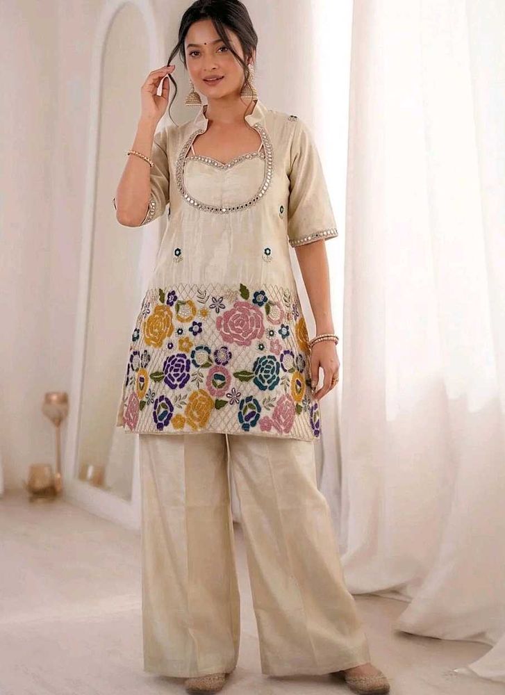 Elegant Embroidered Kurta Palazzo Set