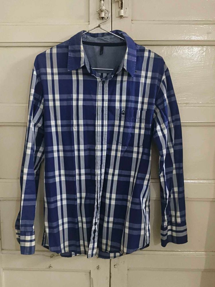 Classic Blue Plaid Button-Down Shirt