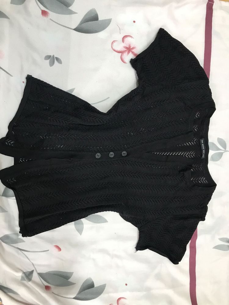 Black Crochet Cardigan