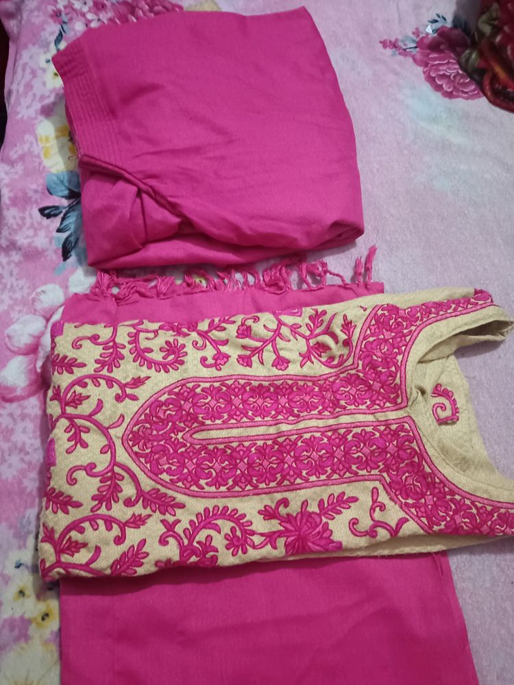 Lakhnawi Chickenkari Winter Suit Shalwar  Dupat