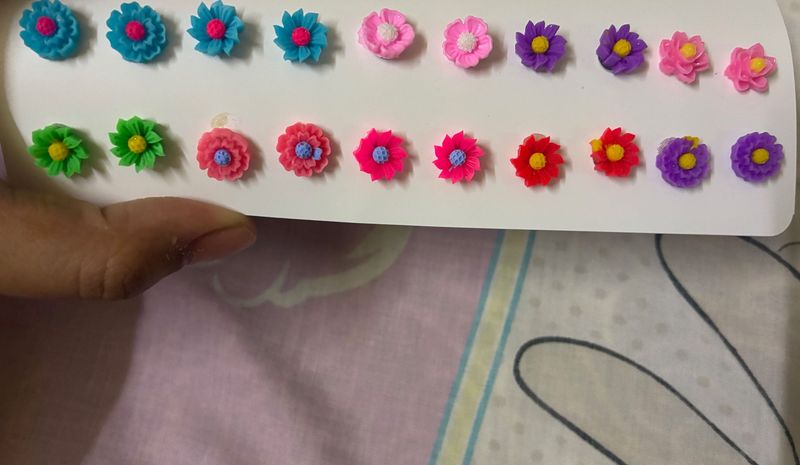 11 Pairs of Cute Flower Stud Earrings Set