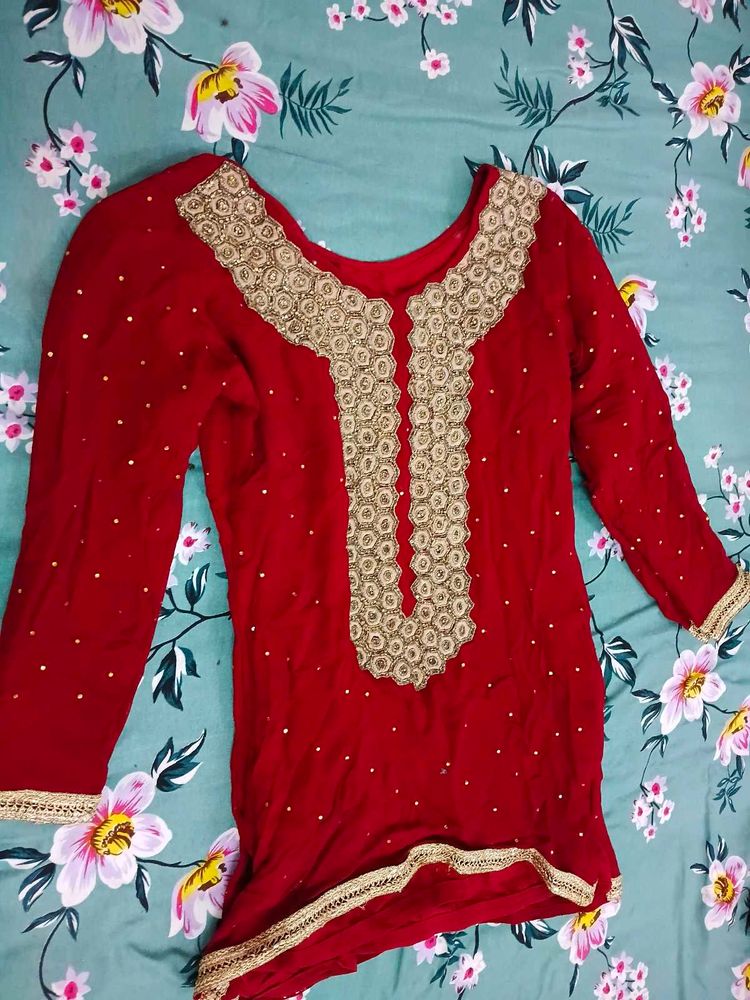 Gharara set maroon