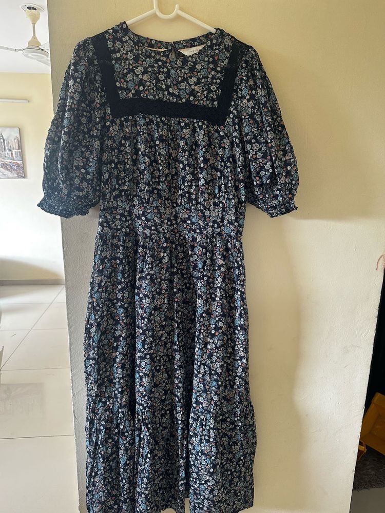 Boho Floral Print Midi Dress