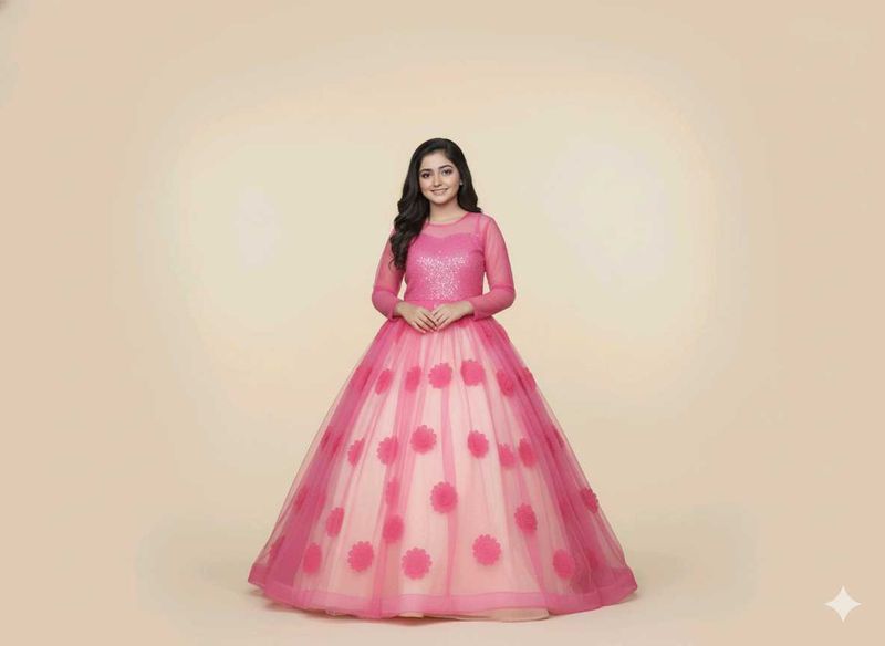Girl's Fuchsia &amp; Peach Evening Gown party wear
