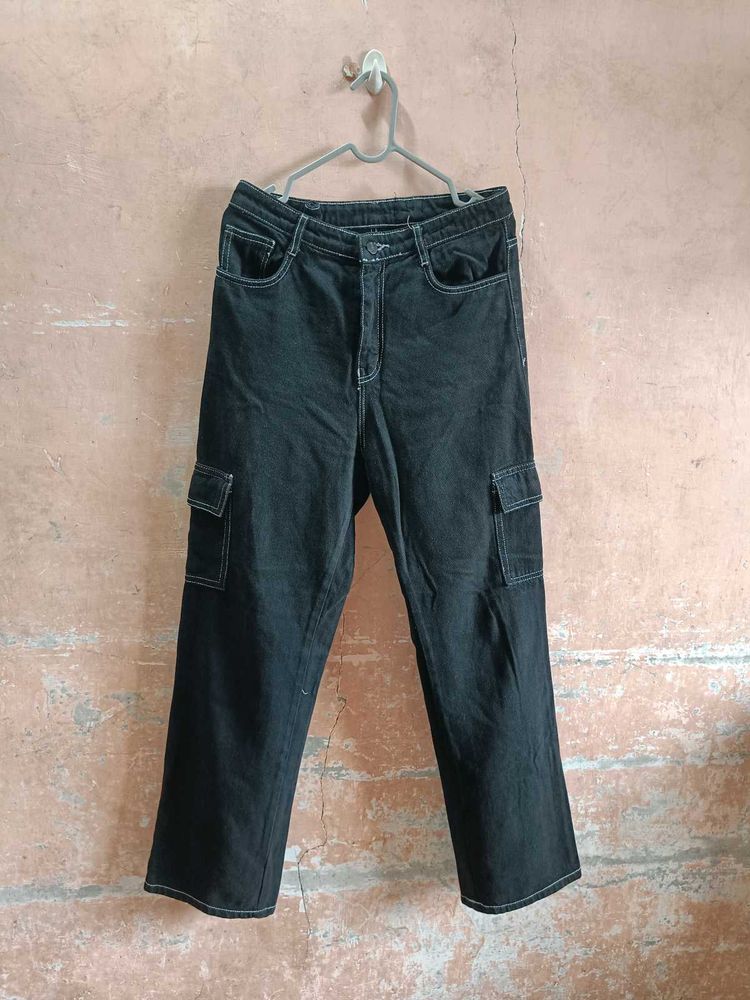 Cargo Jeans With Contrast Lining 👖