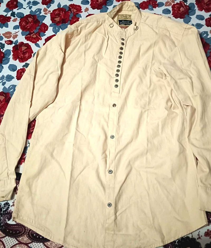 Men's Cream Button-Up Shirt