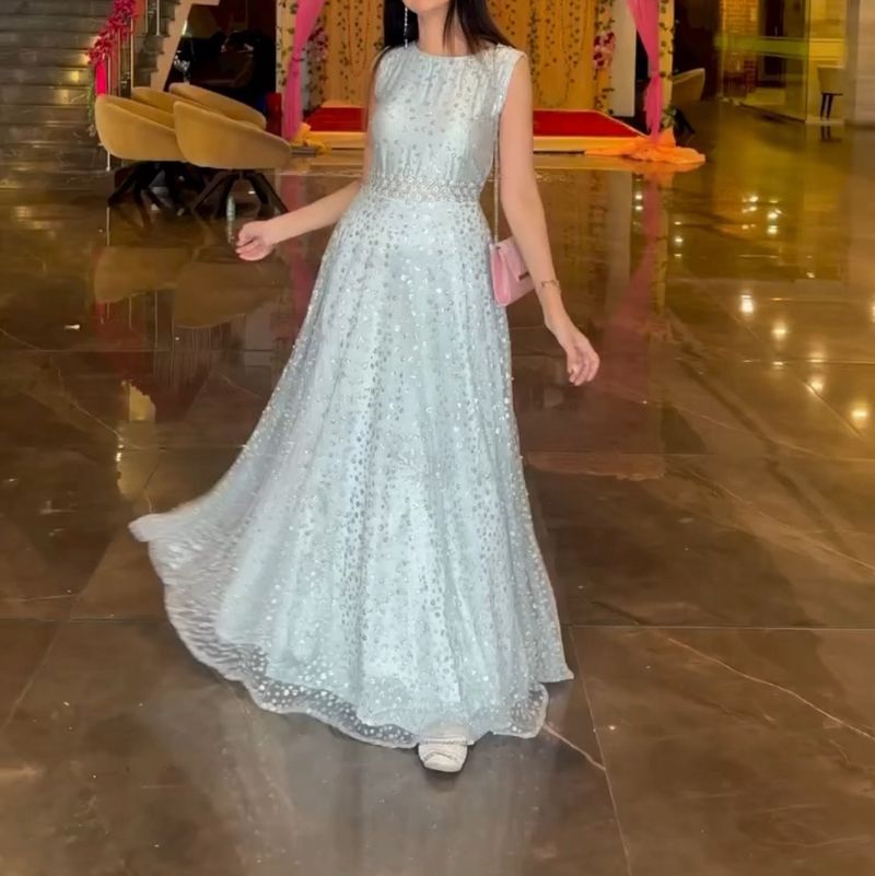 Elegant Light Silver Formal Gown