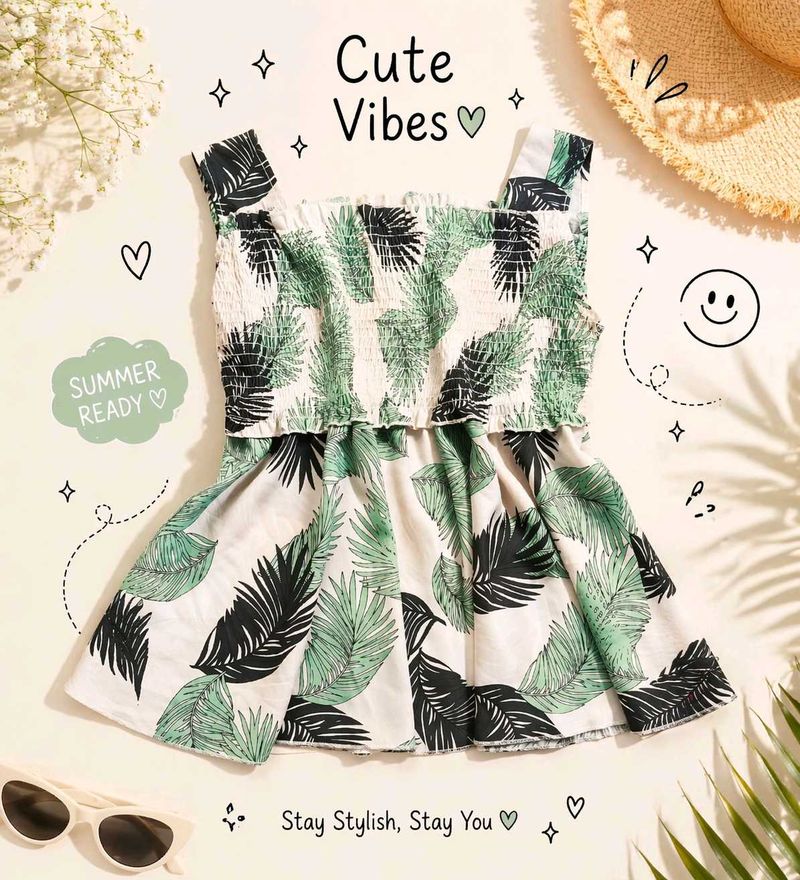 Leaf Print Smocked Top