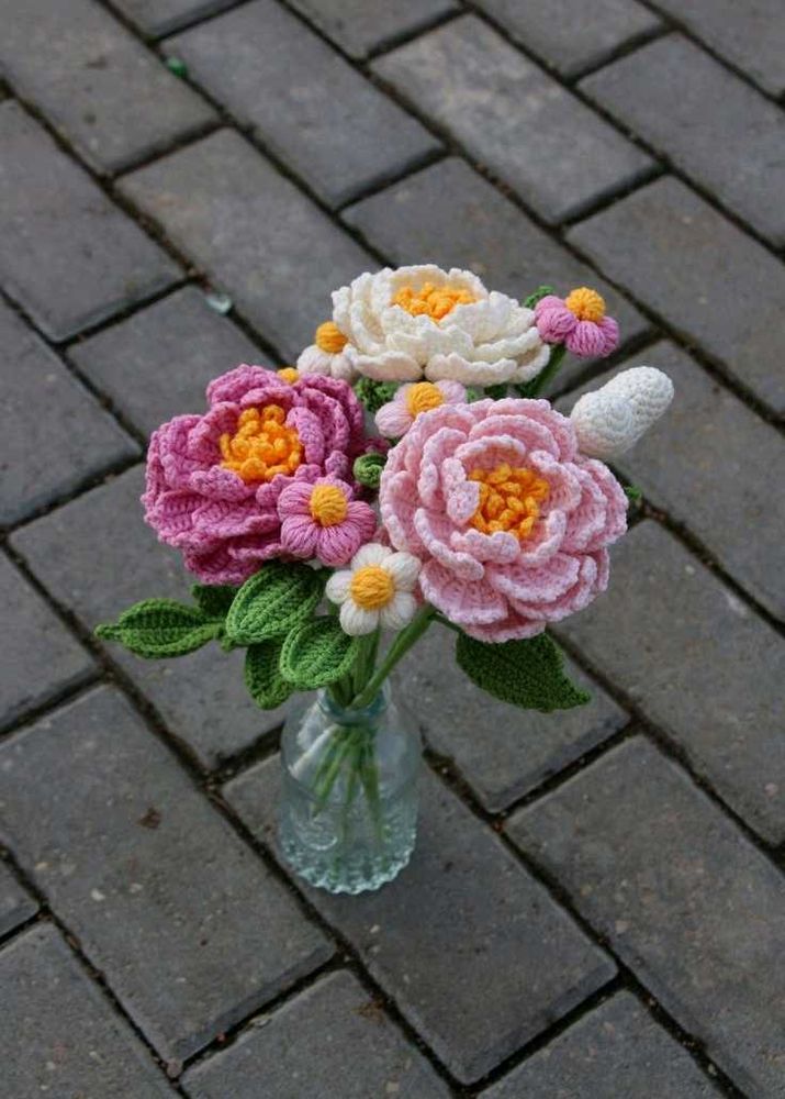 Handmade Crocheted Flower Bouquet