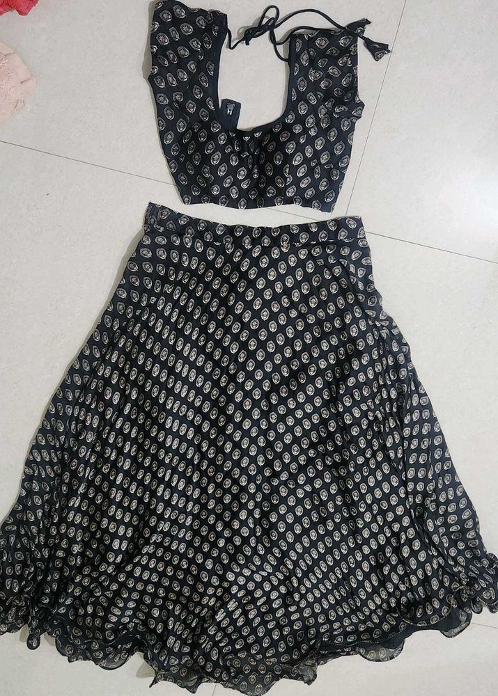 Designer Black Printed Lehenga Choli Set