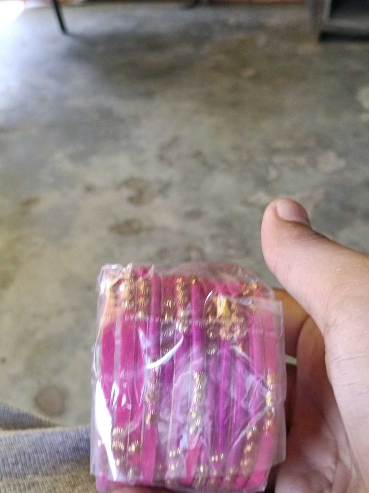 Pink Bangles with Gold Embellishments