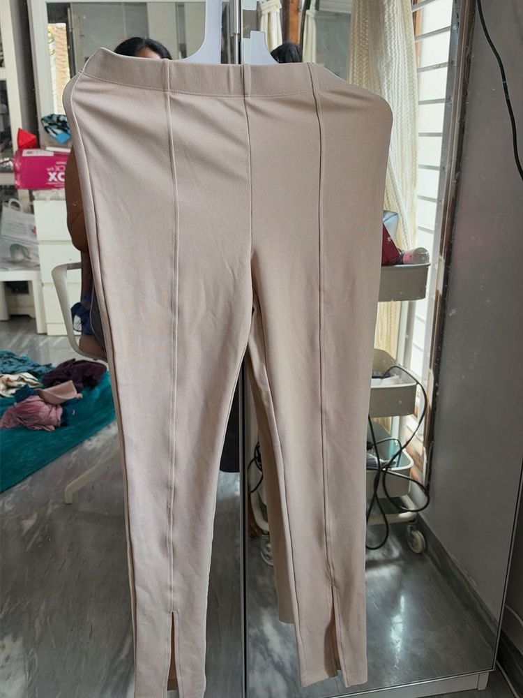 Stylish Beige Split Hem Pants