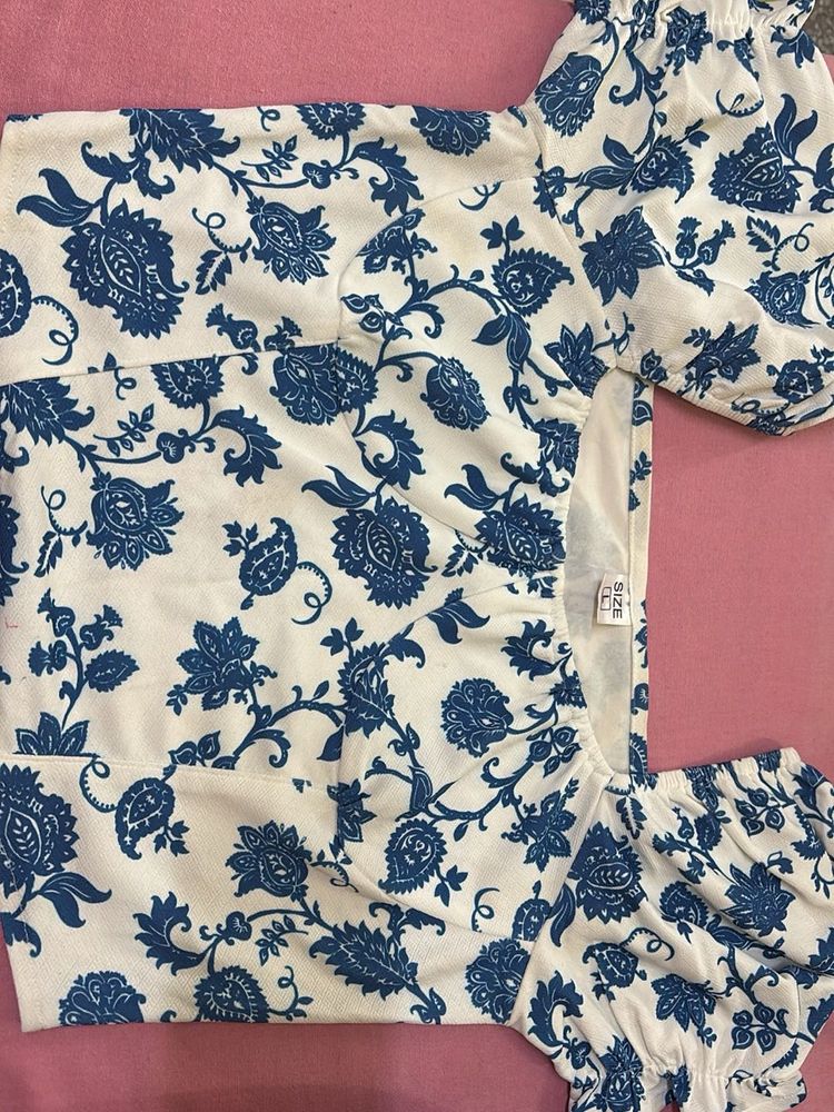 Boho Floral Print Puff Sleeve Top
