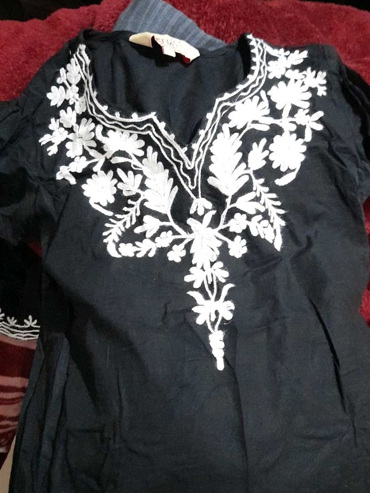 Embroidered Black Kurta