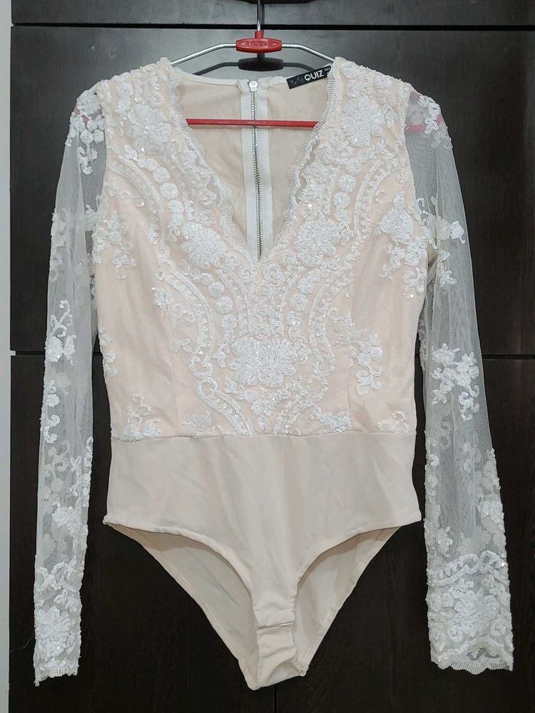 Party wear Sequins &amp; Lace Embellished Bodysuit