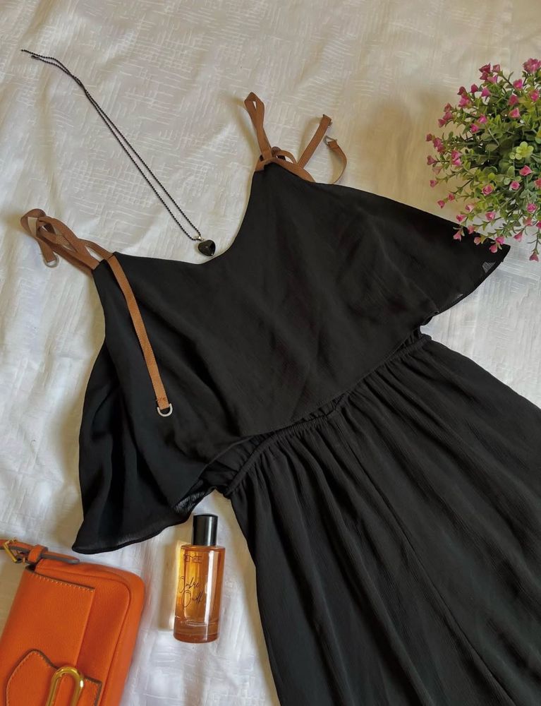 Chic Black Flowy Jumpsuit