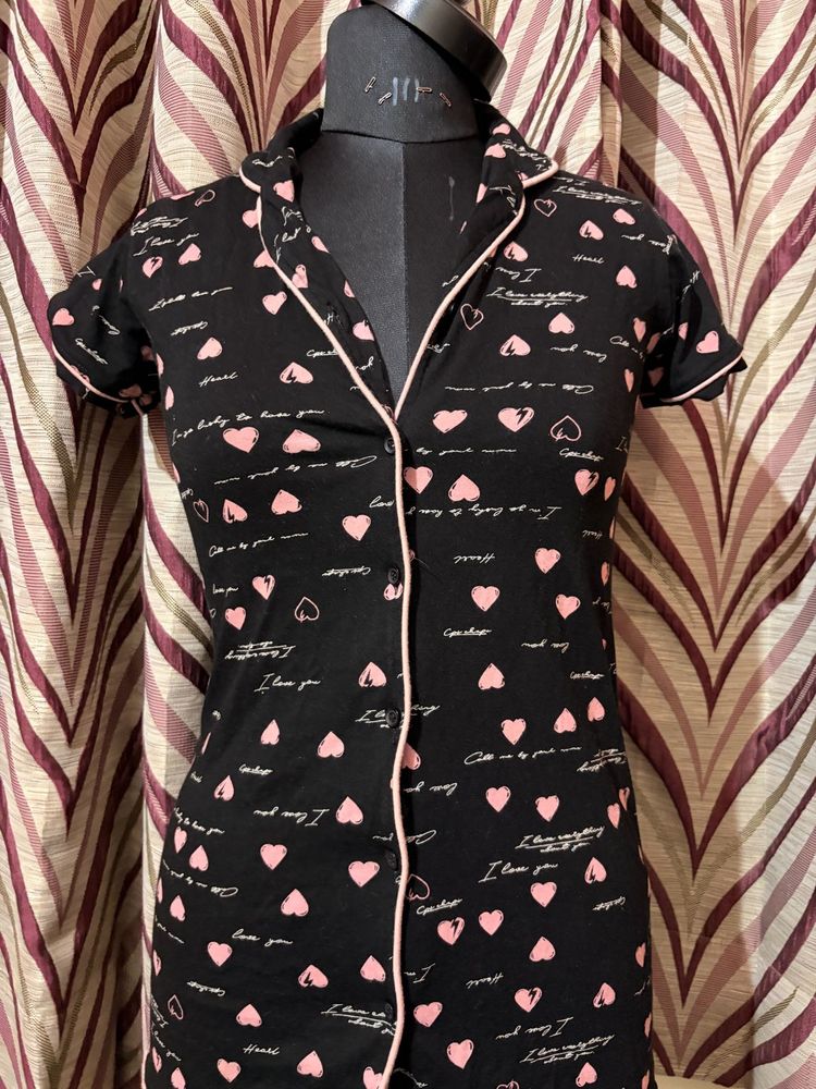 Cute Heart Print night dress
