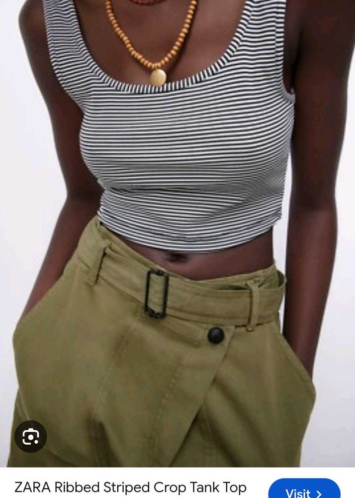 Striped Ribbed Crop Tank Top