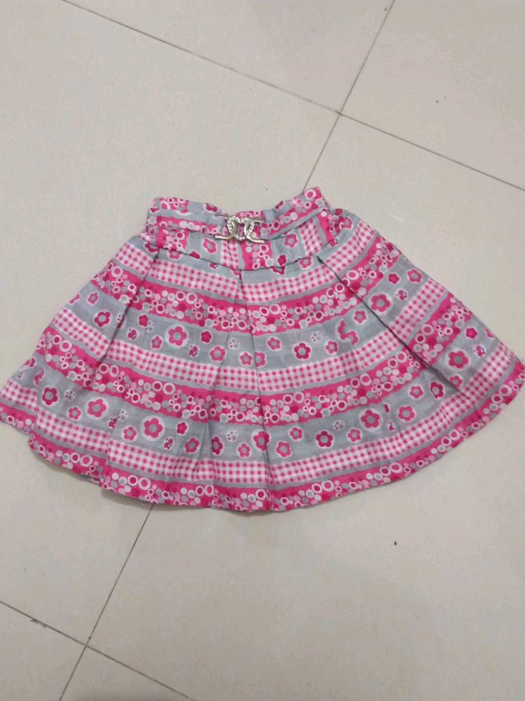 Girls Pink Floral Skirt